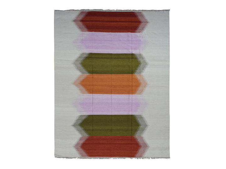 8'0" x 10'1" New Hand Woven Ivory Wool Rectangle Oriental Rug - MOA10287894