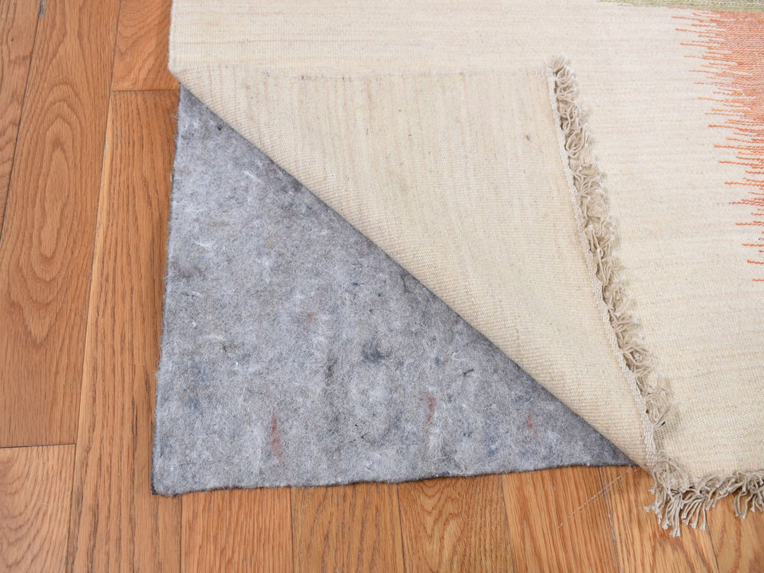 9'0" x 12'6" New Hand Woven Ivory Wool Rectangle Oriental Rug - MOA10287895