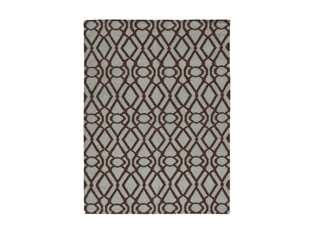 4'3" x 5'10" New Hand Woven Green Wool Rectangle Oriental Rug - MOA10287901