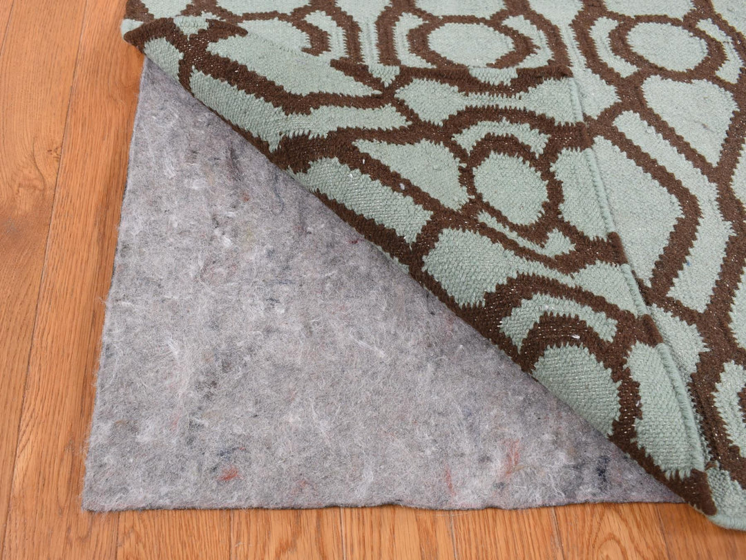 4'3" x 5'10" New Hand Woven Green Wool Rectangle Oriental Rug - MOA10287901