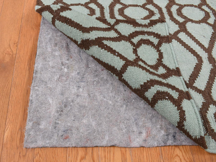 4'3" x 5'10" New Hand Woven Green Wool Rectangle Oriental Rug - MOA10287901