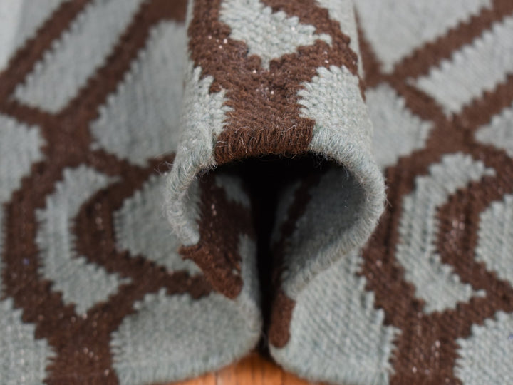 4'3" x 5'10" New Hand Woven Green Wool Rectangle Oriental Rug - MOA10287901