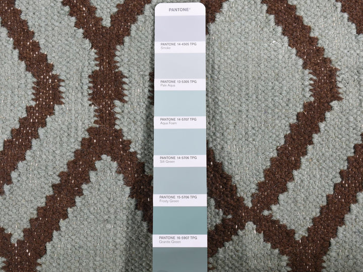 4'3" x 5'10" New Hand Woven Green Wool Rectangle Oriental Rug - MOA10287901