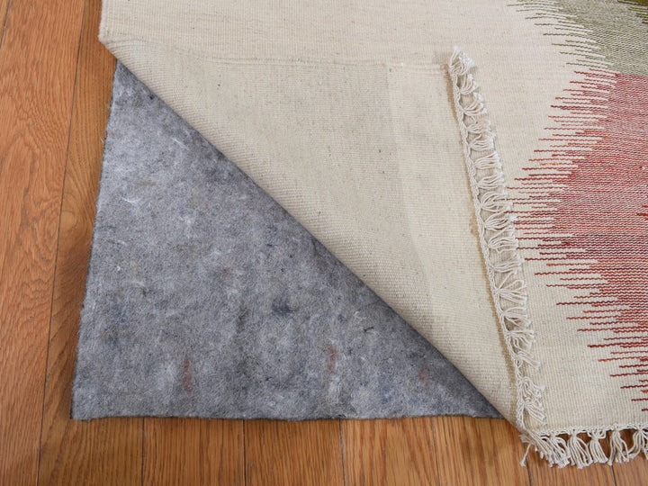 9'0" x 12'7" New Hand Woven Ivory Wool Rectangle Oriental Rug - MOA10287906