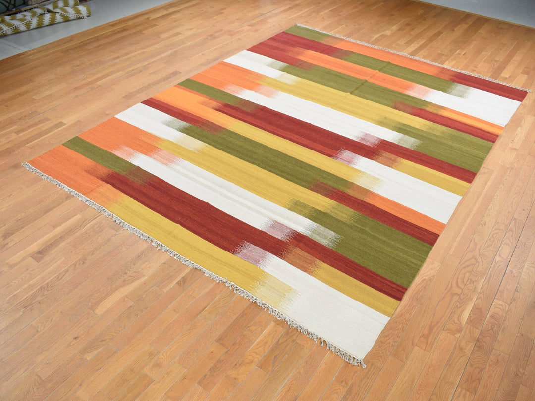 9'1" x 12'6" New Hand Woven Ivory Wool Rectangle Oriental Rug - MOA10287909