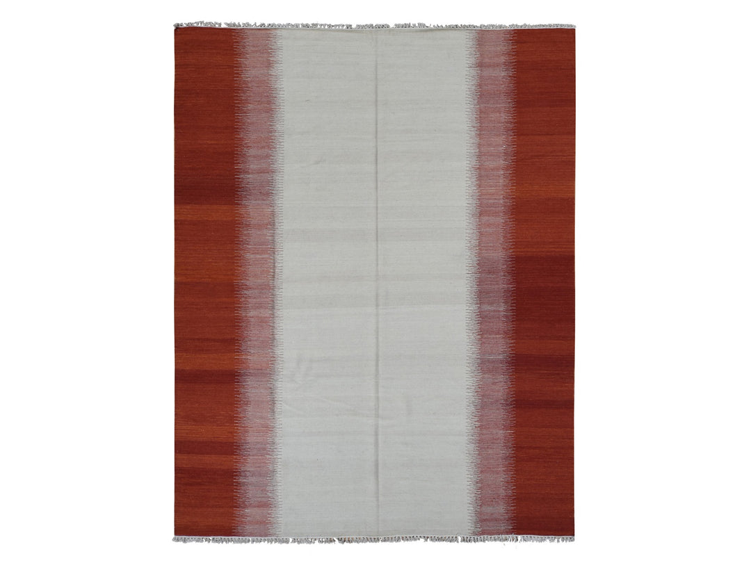 8'0" x 10'2" New Hand Woven Ivory Wool Rectangle Oriental Rug - MOA10287910