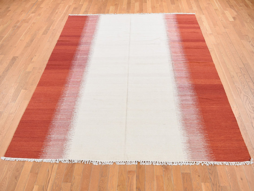 8'0" x 10'2" New Hand Woven Ivory Wool Rectangle Oriental Rug - MOA10287910