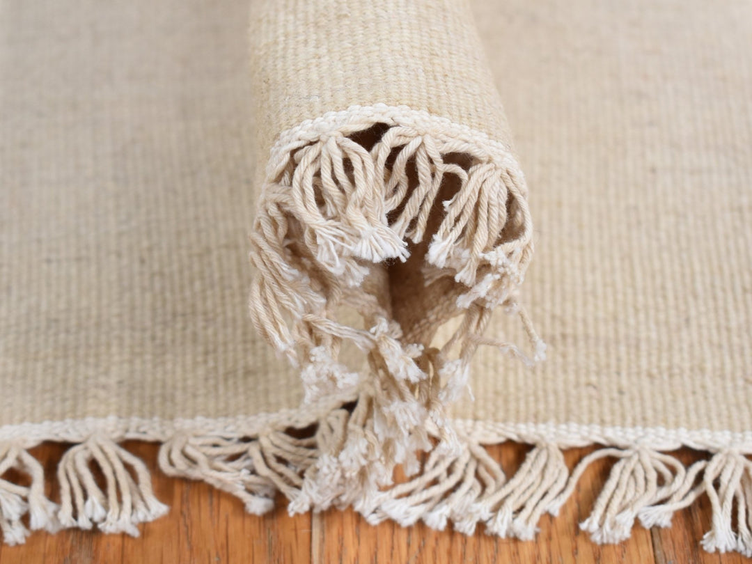 8'0" x 10'2" New Hand Woven Ivory Wool Rectangle Oriental Rug - MOA10287910