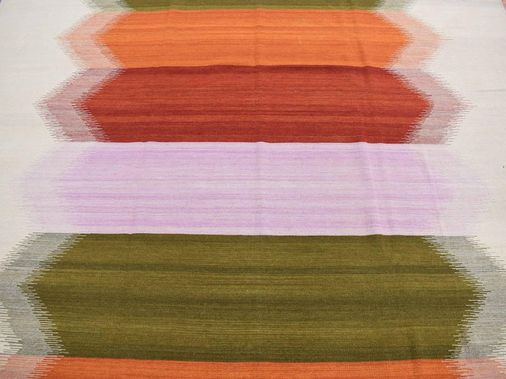 9'0" x 12'7" New Hand Woven Ivory Wool Rectangle Oriental Rug - MOA10287911