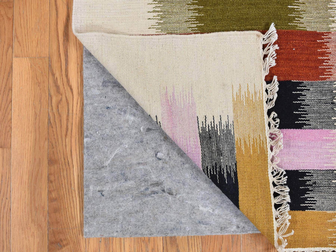 2'7" x 12'2" New Hand Woven Ivory Wool Runner Oriental Rug - MOA10287926