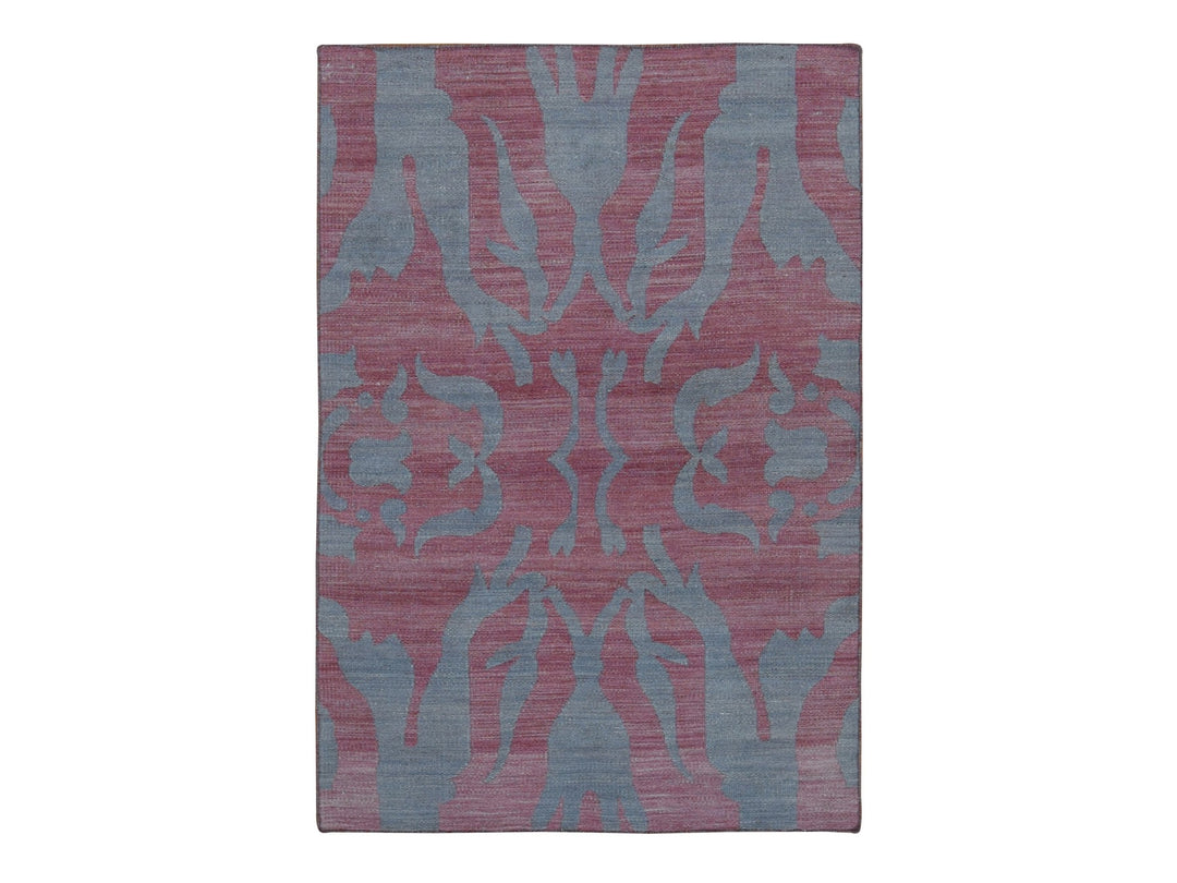 4'0" x 6'0" New Hand Woven Grey Wool Rectangle Oriental Rug - MOA10287929