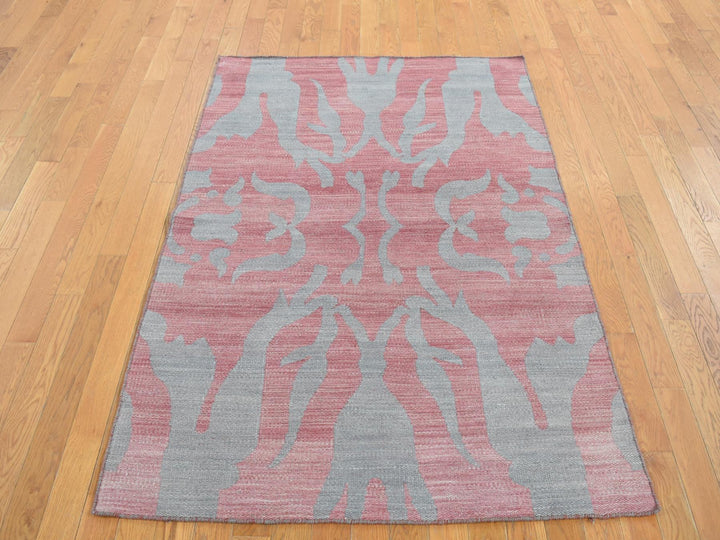 4'0" x 6'0" New Hand Woven Grey Wool Rectangle Oriental Rug - MOA10287929