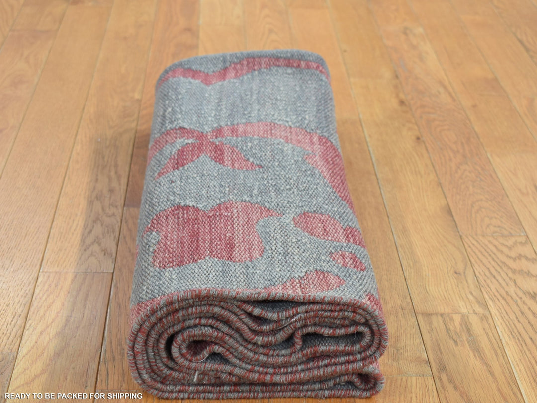 4'0" x 6'0" New Hand Woven Grey Wool Rectangle Oriental Rug - MOA10287929