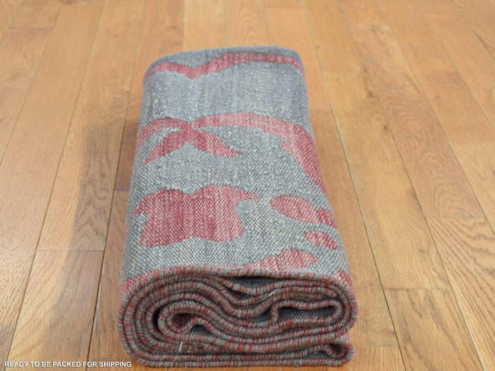 4'0" x 6'0" New Hand Woven Grey Wool Rectangle Oriental Rug - MOA10287929