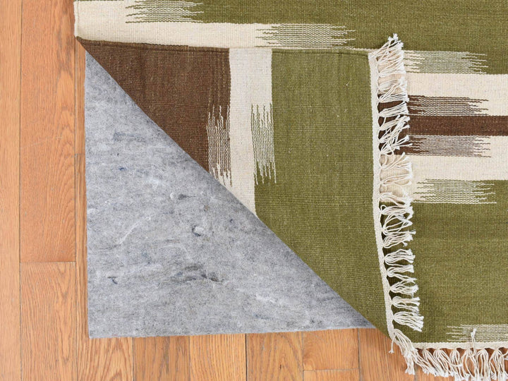 5'1" x 8'1" New Hand Woven Green Wool Rectangle Oriental Rug - MOA10287931