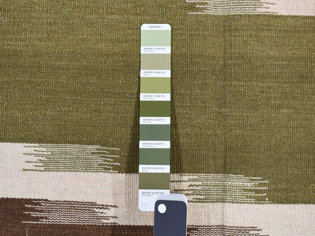 5'1" x 8'1" New Hand Woven Green Wool Rectangle Oriental Rug - MOA10287931