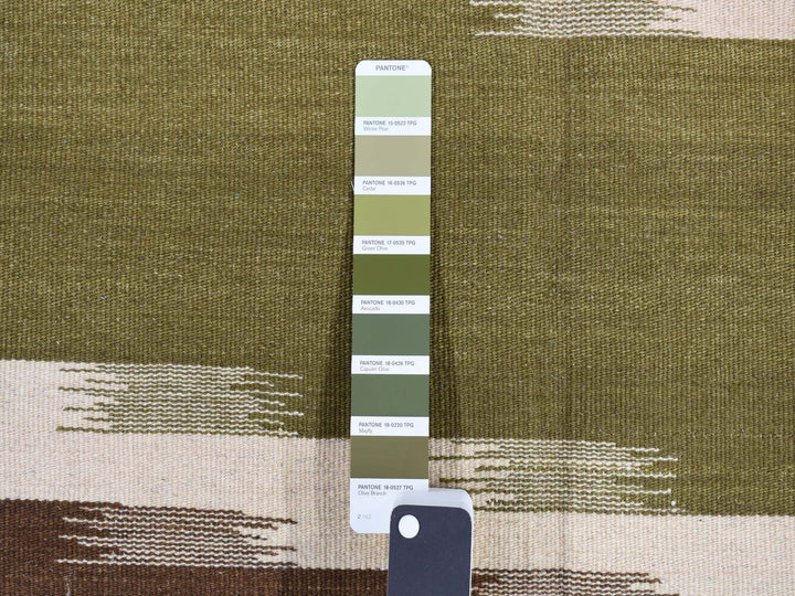 5'1" x 8'1" New Hand Woven Green Wool Rectangle Oriental Rug - MOA10287931