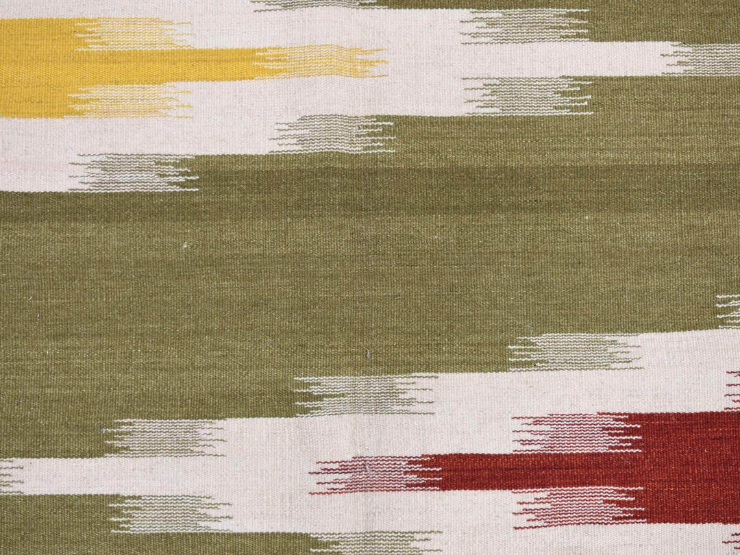 5'1" x 8'1" New Hand Woven Green Wool Rectangle Oriental Rug - MOA10287931