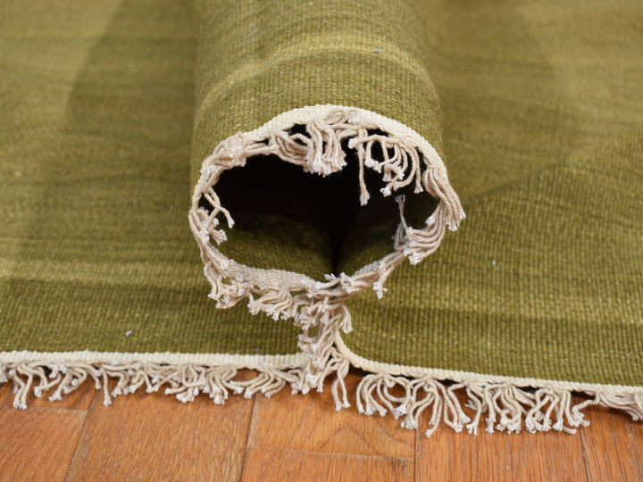 10'0" x 14'6" New Hand Woven Green Wool Rectangle Oriental Rug - MOA10287936