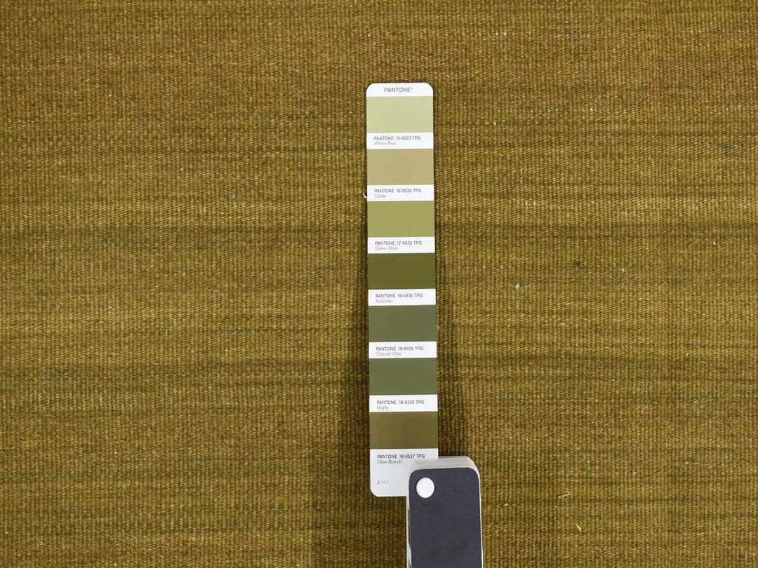 10'0" x 14'6" New Hand Woven Green Wool Rectangle Oriental Rug - MOA10287936