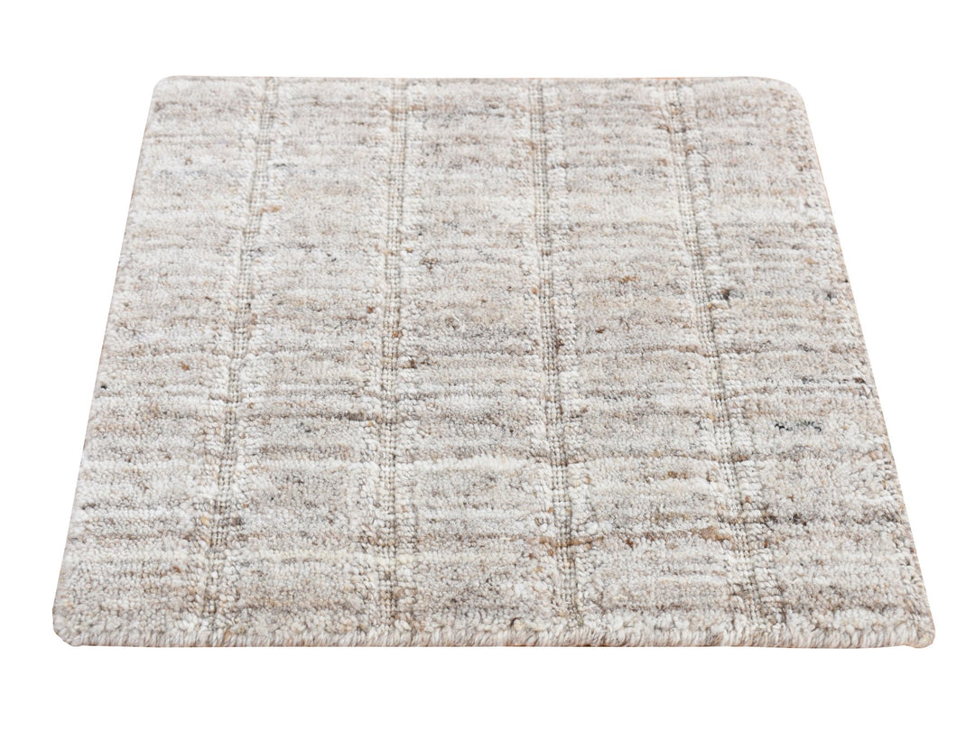 1'5" x 1'6" New Hand Loomed Grey Wool Rectangle Oriental Rug - MOA10287941