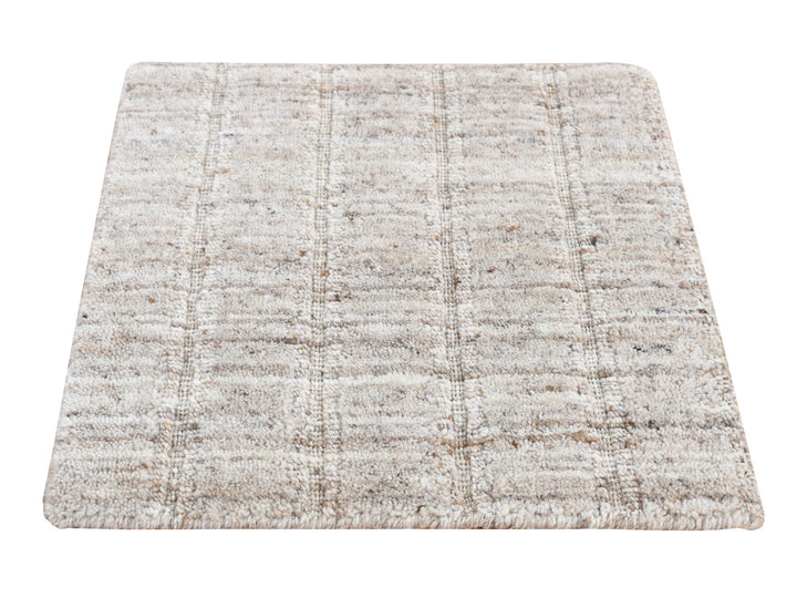 1'5" x 1'6" New Hand Loomed Grey Wool Rectangle Oriental Rug - MOA10287941