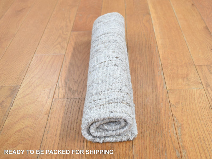 1'5" x 1'6" New Hand Loomed Grey Wool Rectangle Oriental Rug - MOA10287941