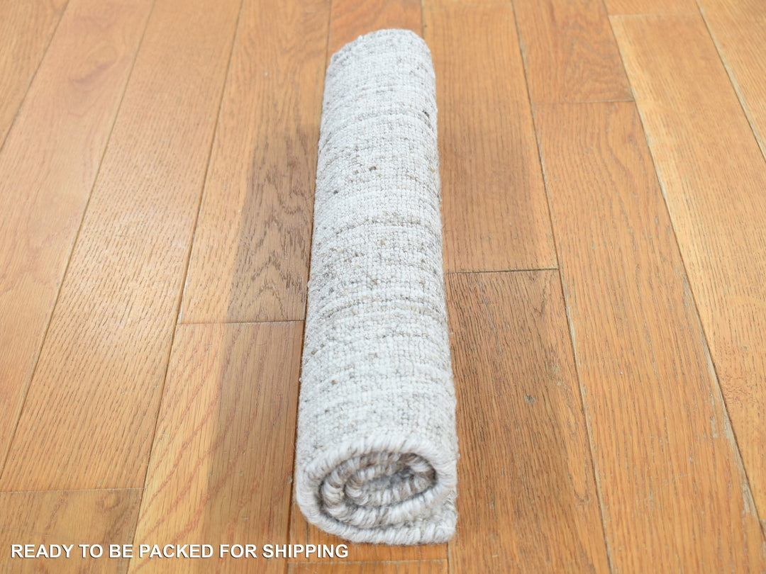 1'6" x 1'6" New Hand Loomed Grey Wool Rectangle Oriental Rug - MOA10287943