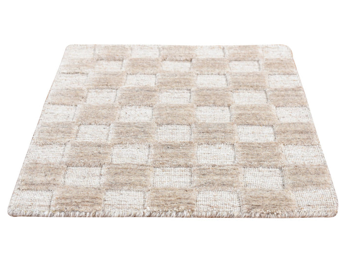 1'6" x 1'6" New Hand Loomed Grey Wool Rectangle Oriental Rug - MOA10287944