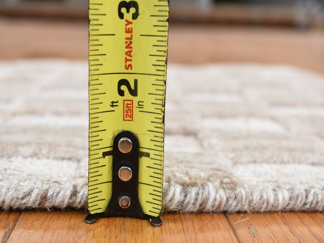 1'6" x 1'6" New Hand Loomed Grey Wool Rectangle Oriental Rug - MOA10287944