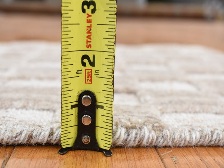 1'6" x 1'6" New Hand Loomed Grey Wool Rectangle Oriental Rug - MOA10287944