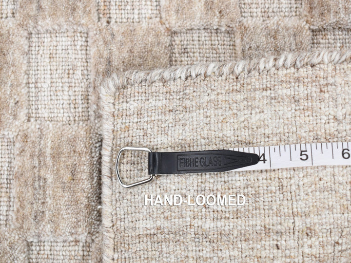 1'6" x 1'6" New Hand Loomed Grey Wool Rectangle Oriental Rug - MOA10287944