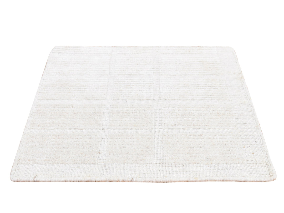 1'6" x 1'6" New Hand Loomed Ivory Wool Rectangle Oriental Rug - MOA10287945