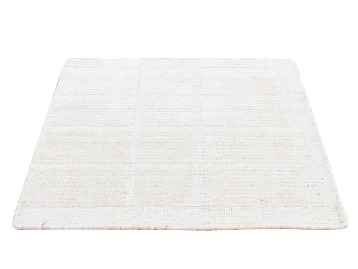 1'6" x 1'6" New Hand Loomed Ivory Wool Rectangle Oriental Rug - MOA10287945