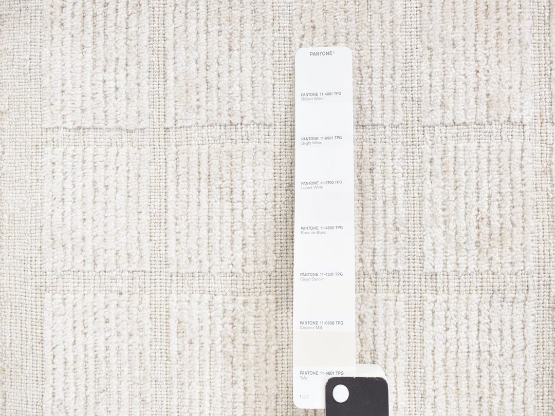 1'6" x 1'6" New Hand Loomed Ivory Wool Rectangle Oriental Rug - MOA10287945