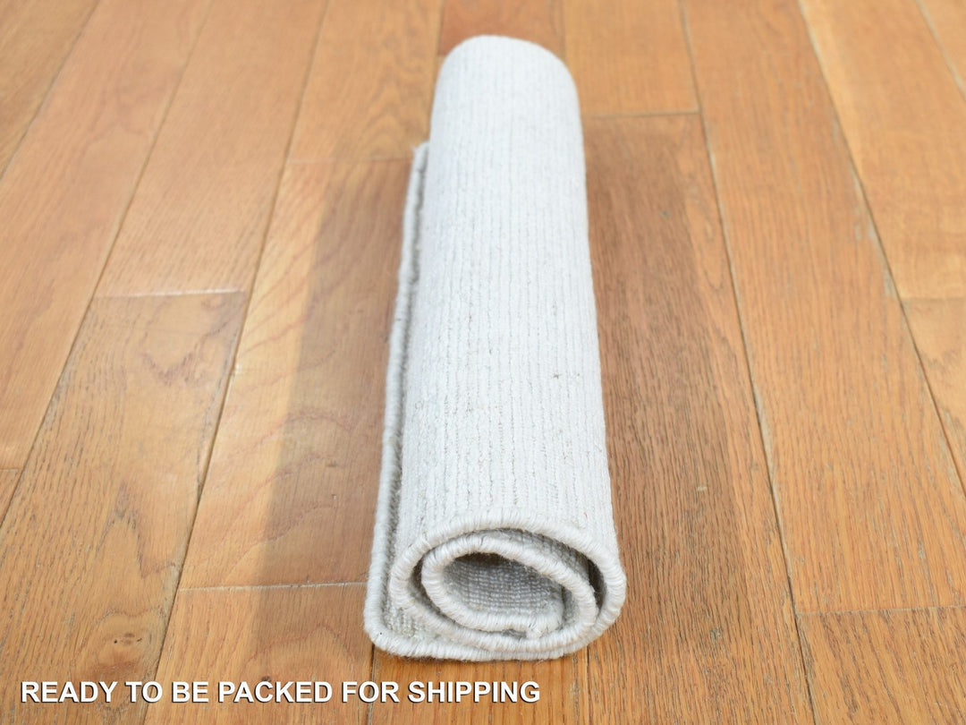 1'6" x 1'6" New Hand Loomed Ivory Wool Rectangle Oriental Rug - MOA10287945