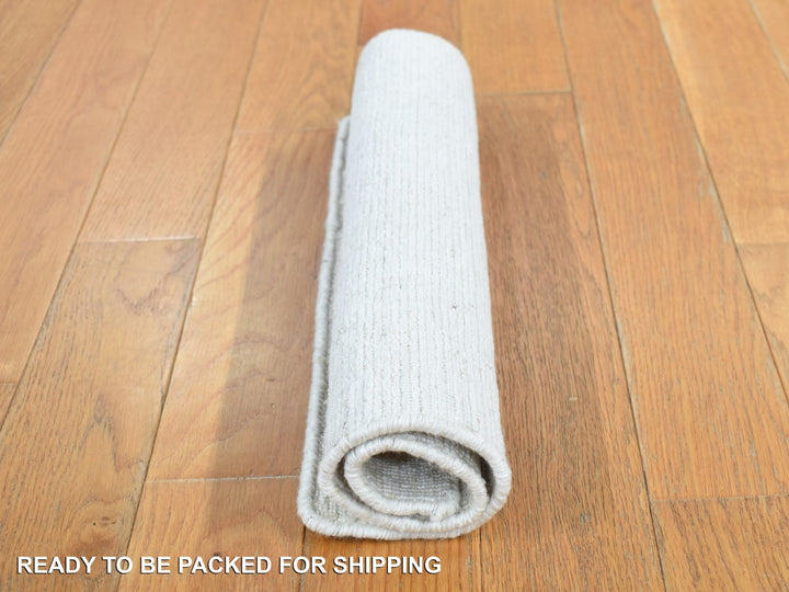 1'6" x 1'6" New Hand Loomed Ivory Wool Rectangle Oriental Rug - MOA10287945