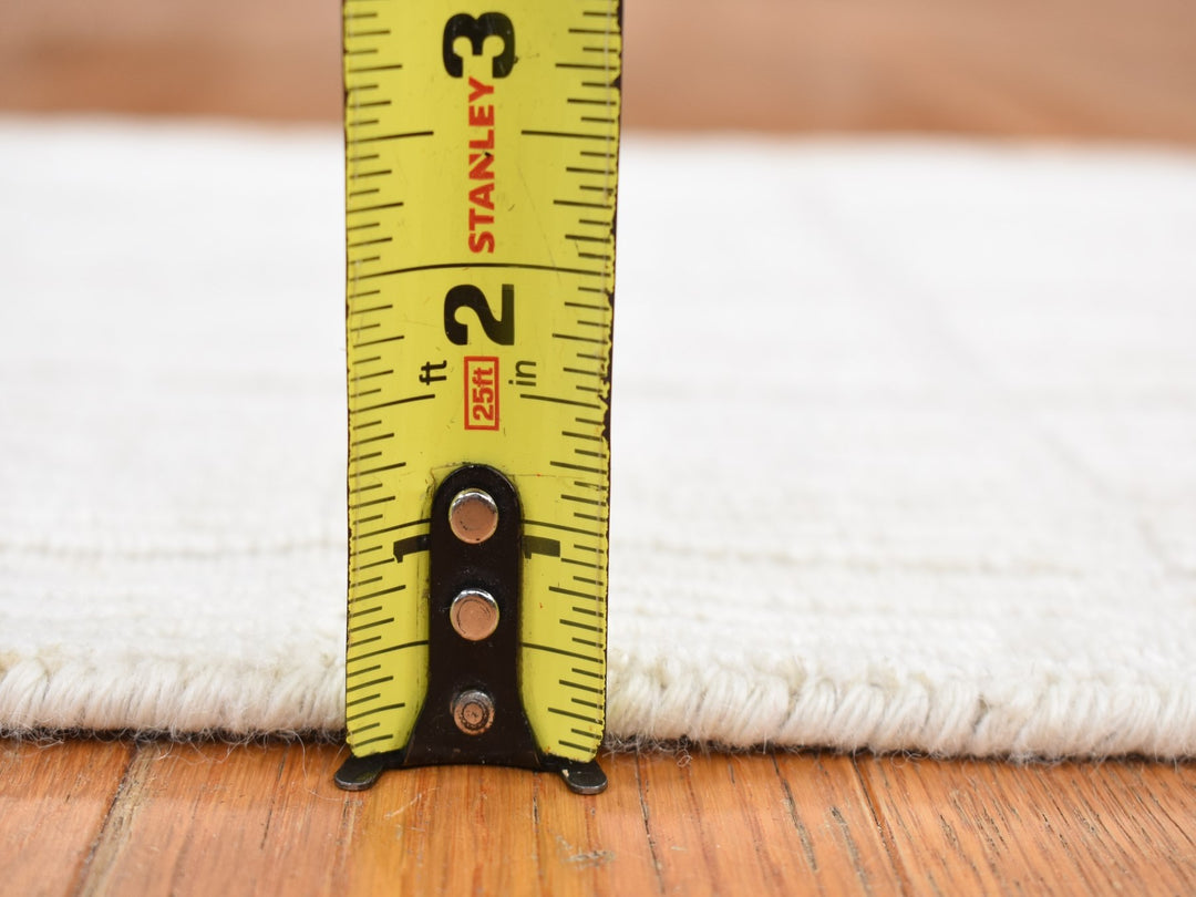 1'6" x 1'6" New Hand Loomed Ivory Wool Rectangle Oriental Rug - MOA10287945