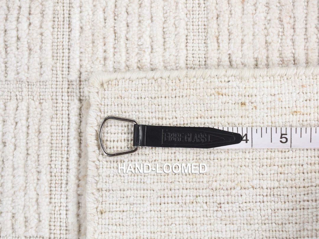 1'6" x 1'6" New Hand Loomed Ivory Wool Rectangle Oriental Rug - MOA10287945