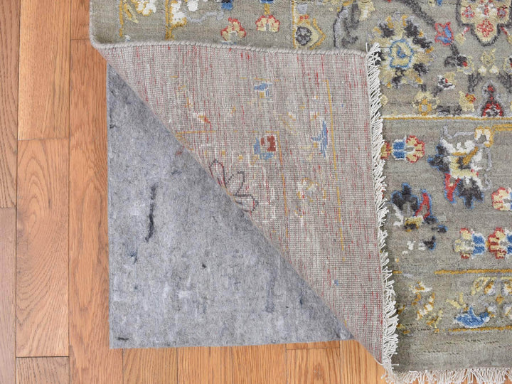 10'0" x 10'6" New Hand Knotted Grey Wool & Silk Square Oriental Rug - MOA10287946