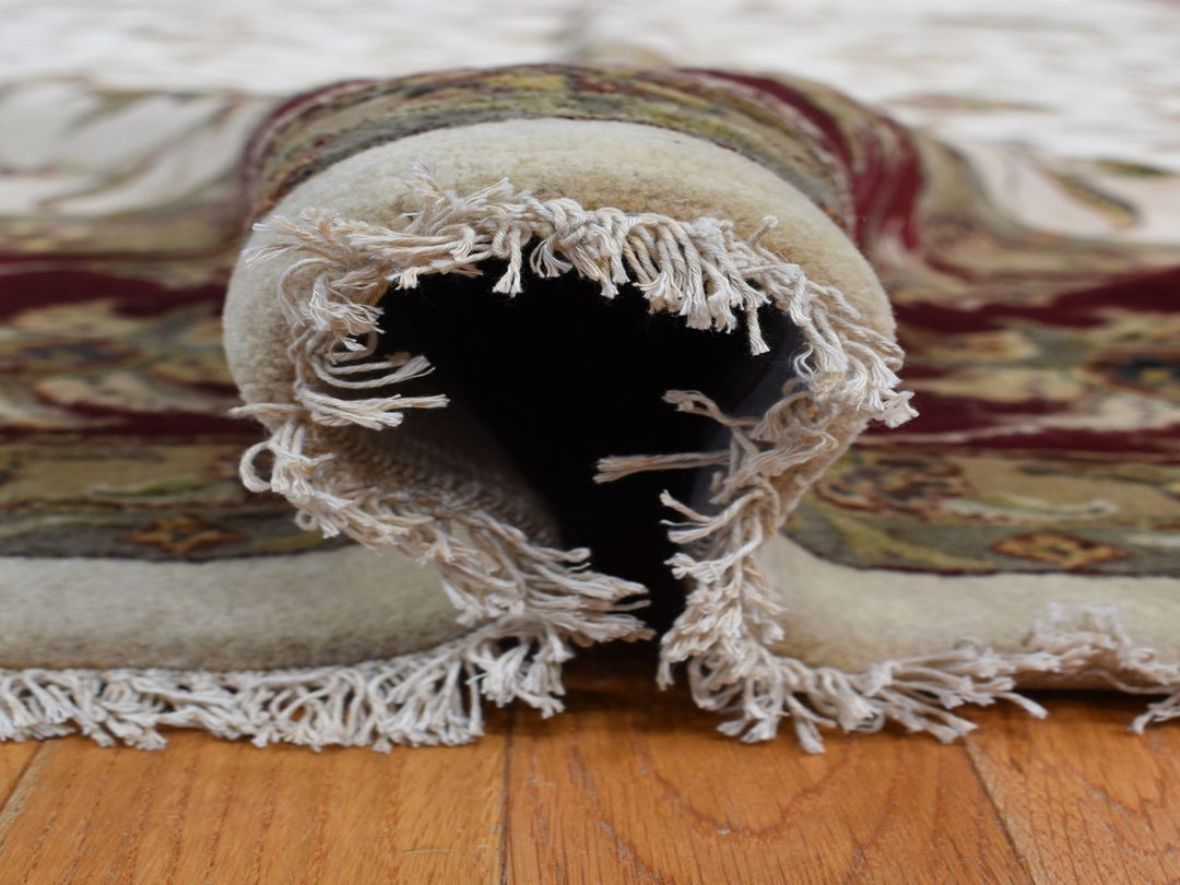 12'0" x 18'2" New Hand Knotted Ivory Wool & Silk Rectangle Oriental Rug - MOA10287952