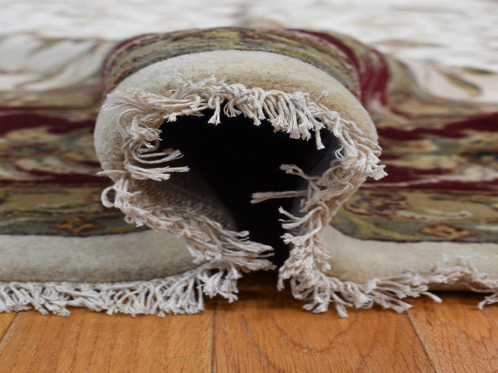 12'0" x 18'2" New Hand Knotted Ivory Wool & Silk Rectangle Oriental Rug - MOA10287952