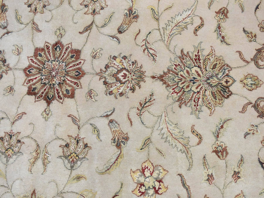 12'0" x 18'2" New Hand Knotted Ivory Wool & Silk Rectangle Oriental Rug - MOA10287952