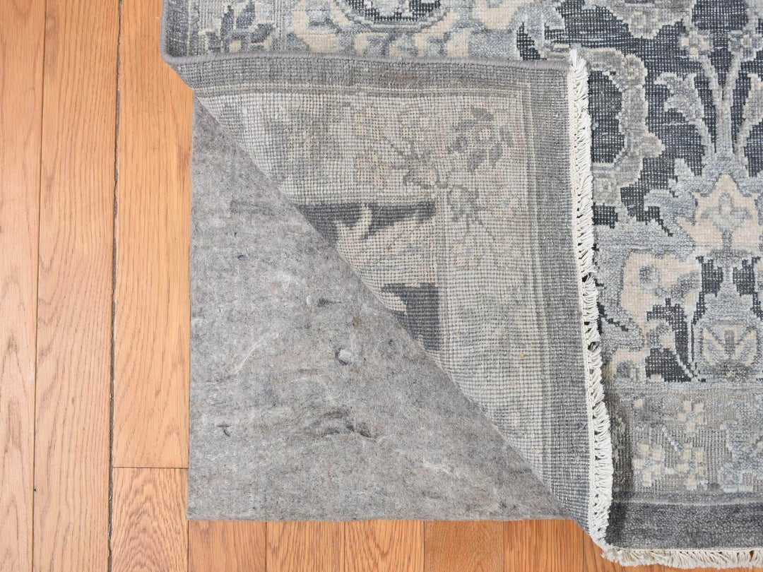 12'0" x 15'8" New Hand Knotted Grey Wool & Silk Rectangle Oriental Rug - MOA10287953