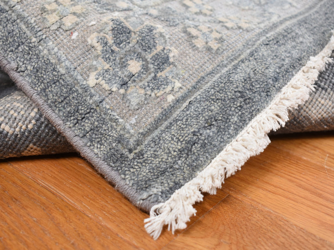 12'0" x 15'8" New Hand Knotted Grey Wool & Silk Rectangle Oriental Rug - MOA10287953