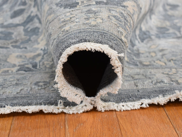 12'0" x 15'8" New Hand Knotted Grey Wool & Silk Rectangle Oriental Rug - MOA10287953