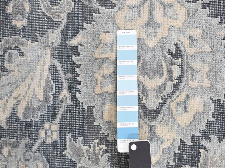 12'0" x 15'8" New Hand Knotted Grey Wool & Silk Rectangle Oriental Rug - MOA10287953