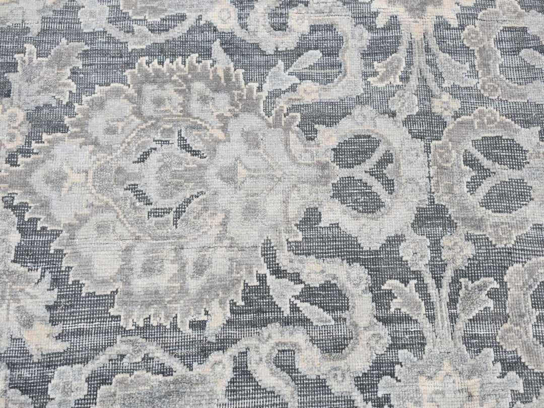12'0" x 15'8" New Hand Knotted Grey Wool & Silk Rectangle Oriental Rug - MOA10287953