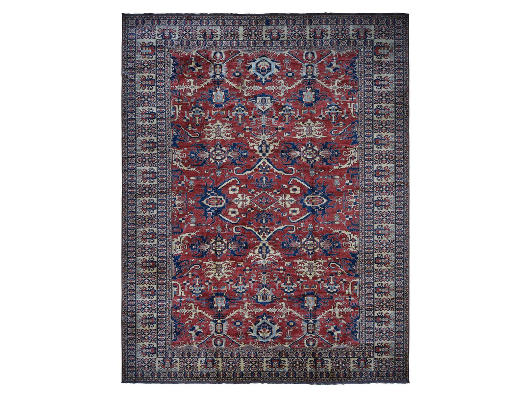 15'9" x 19'10" New Hand Knotted Red Wool Rectangle Oriental Rug - MOA10287978