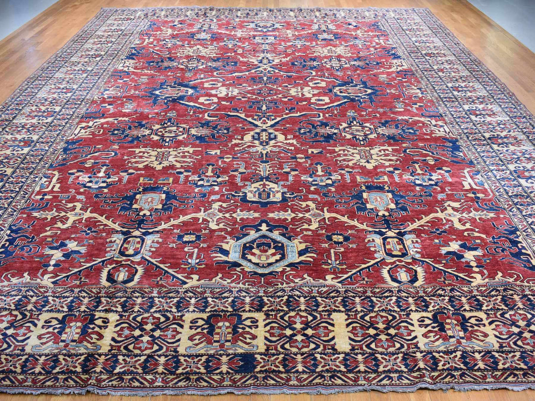 15'9" x 19'10" New Hand Knotted Red Wool Rectangle Oriental Rug - MOA10287978